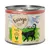 Feringa Classic Meat, Poultry with carrots & dandelion, ADULT, 200 g. Immagine di una lattina con un gatto nero e paesaggio illustrato sull'etichetta.