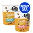 Smilla Toothies e Smilla Hearties, snack per gatti in confezioni da 125g. Etichetta: 'PROVA ORA' su cerchio blu. Forme di snack visibili su entrambe le confezioni.