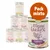 Latas de comida Lukullus Menu Gustico, variedades Chicken, Turkey y Beef. Etiquetas: 'Pack mixto', 'Grain-free', 'Human-grade quality'. Lata en primer plano de pavo 400 g.