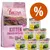 Confezione Purizon Kitten Chicken with Fish 70% pollo e pesce, 44% proteine, 0% cereali; 6 lattine Feringa Kitten Chicken & Veal. Simbolo percentuale arancione per offerta.