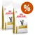Due confezioni di Royal Canin Veterinary Nutrition Urinary S/O per gatti, con simbolo percentuale arancione visibile in alto a destra.