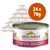 24 latas de 70 g de Almo Nature Chicken with Liver. Texto visível: 'almo nature OWNED BY THE ANIMALS', 'POLLO CON FEGATINI', 'CHICKEN WITH LIVER'.
