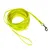 Long yellow plastic dog lead with metal clip and hand loop, coiled on white background. No visible brand or text.