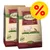 Två 15 kg Lukullus Charolais-Rind & Forelle hundfoderpåsar med bild på ko och fisk, gul rabattmärke med procenttecken synligt. Två 15 kg Lukullus Charolais-Rind & Forelle hundfoderpåsar med bild på ko och fisk, gul rabattmärke med procenttecken synligt.