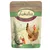 Confezione Lukullus Huhn a la valenciana, 300 g, con illustrazione di una gallina e un cesto di ingredienti. Testo in tedesco: Naturkost für Hunde, in Paella mit Erbsen-Paprika-Gemüse.