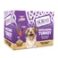 Burns Wholesome Turkey with carrots and brown rice, showing images of turkey, carrots, and brown rice. Suitable for adult and senior dogs of all breeds.