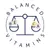BALANCED VITAMINS with a scale holding BE and CA letters on coloured circles
