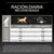 Tabla de alimentación para perros: ración diaria recomendada en gramos según el peso y la duración de la actividad, por ejemplo, perro de 25 kg con menos de 1 h de actividad 320 g, con 1-3 h 370 g. Tabla de alimentación para perros: ración diaria recomendada en gramos según el peso y la duración de la actividad, por ejemplo, perro de 25 kg con menos de 1 h de actividad 320 g, con 1-3 h 370 g.