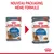 Nouveau packaging, même formule. Deux sachets Royal Canin Light Weight Care 85 g pour chat, ancien et nouveau design, texte visible : over 90 % achievement in 8 weeks.