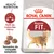 Royal Canin Regular Fit 32. Perfil de nutrientes ótimo. Tamanho do croquete adaptado. Imagem de croquetes e gato na embalagem.