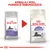 Royal Canin Sterilised 7+ pentru pisici sterilizate peste 7 ani, ambalaj vechi și nou. Text sus: Ambalaj nou, formulă îmbunătățită.