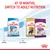 Feeding guide showing to switch from Royal Canin Junior food at 8 months to adult nutrition at 18 or 24 months, with images of junior and adult product bags.