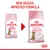 Image showing Royal Canin Kitten Sterilised food with a new design and improved formula, highlighting the change from old to updated packaging for kittens aged 6-12 months.