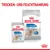 Royal Canin Light Weight Care Trocken- und Feuchtnahrung für Hunde. Verpackungen mit Produktdetails: Mini, All Sizes, hilft Gewichtszunahme zu begrenzen, Protein-Ergebnis 88%.