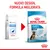 Confronto tra vecchio e nuovo sacco Royal Canin: Pediatric Junior Large Dog oltre 25 kg e Puppy Maxi 2–15 mesi, peso adulto 26–44 kg. Testo: Nuovo design, formula migliorata.