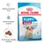Royal Canin Puppy Medium 2–12 months, sistema imunitário forte, desenvolvimento cerebral, tamanho do croquete adaptado, embalagem com cão e croquetes visíveis, etapa 3.