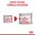 Royal Canin Mother & Babycat muestra cambio de envase y texto: NUEVO ENVASE, FÓRMULA MEJORADA. Latas con gatos y nombres visibles en ambas etiquetas.