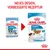 ROYAL CANIN PUPPY MINI 85 g, ancien et nouveau design. Nouveau sachet : PUPPY MINI 2–10 mois, poids adulte jusqu’à 10 kg, en sauce, sans conservateurs, texte allemand en haut.