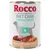 Rocco Diet Care Hypoallergenic hundefoder dåse, Horse with sweet potato. Billede af kød og sød kartoffel på etiketten. Tekst: Die Fleischmahlzeit, Pferd mit Süßkartoffel.