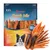 Rocco Snack Mix XXL, CHINGS & ROLLS, BEST OF CHICKEN. Bolsa con snacks para perros y variedad de tiras visibles. Imagen de perro en el envase. Texto: The original taste!
