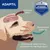 ADAPTIL diagram showing pheromone detection in a dog's nose, transmission to brain, calming effect. Text: 'VETERINARY RECOMMENDED', 'Pheromones in the air', 'Detection', 'Transmission to brain'.