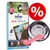 Set Bosch Mini Junior 15 kg, ciotola in metallo e osso rosa. Testo visibile: 'Immun Komplex', '26 Protein', '17 Fettgehalt', simbolo percentuale rosso per offerta.
