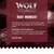 Wolf of Wilderness Ruby Midnight. Proteine di alta qualità: min. 40% carne fresca di muscolo di maiale, proteine di manzo e coniglio di alta qualità. Wild & Free.