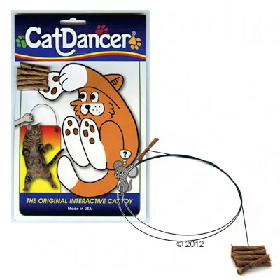 CatDancer. Interaktiivinen kissanlelu, jossa on lanka ja pahvipalat, valmistettu USA:ssa.