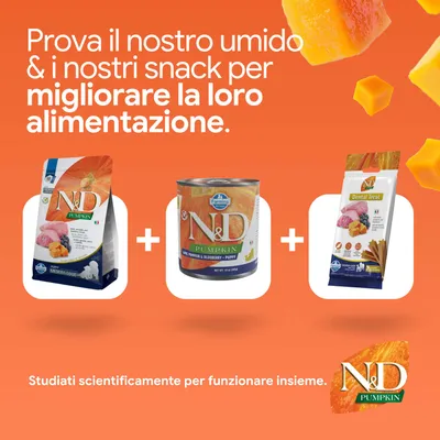 Farmina N&D Grain Free Pumpkin Puppy Medium/Maxi Agnello, Mirtilli, Zucca