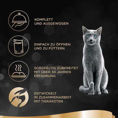 Komplett und ausgewogen, einfach zu öffnen und zu füttern, sorgfältig zubereitet mit über 30 Jahren Erfahrung, entwickelt in Zusammenarbeit mit Tierärzten.
