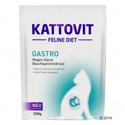 Kattovit Feline Diet Gastro, texte en allemand : Magen-Darm Bauchspeicheldrüse, fettarm und leicht verdaulich, hoher Elektrolytgehalt, 1250g, NEU mehr Inhalt