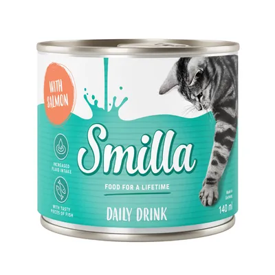 Smilla Daily Drink mit Lachs, erhöht Flüssigkeitsaufnahme, enthält schmackhafte Fischstücke, 140 ml. Made in Germany.