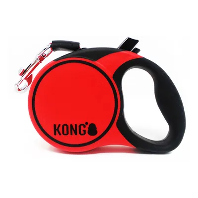 KONG guinzaglio rosso per cani con manico ergonomico e moschettone in metallo.
