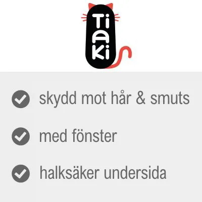 Tiaki. Skydd mot hår & smuts, med fönster, halksäker undersida.