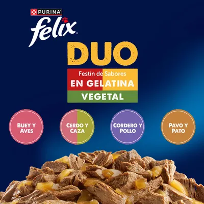 Felix Fantastic Doblemente Bueno 24 x 85 g - 24 x 85 g - Vacuno y ave, cordero y ternera, pollo y riñón, pavo con hígado Felix Fantastic Doblemente Bueno 24 x 85 g - 24 x 85 g - Vacuno y ave, cordero y ternera, pollo y riñón, pavo con hígado