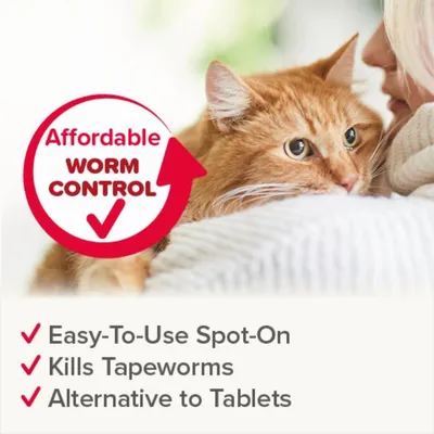 Affordable worm control. Easy-to-use spot-on, kills tapeworms, alternative to tablets.