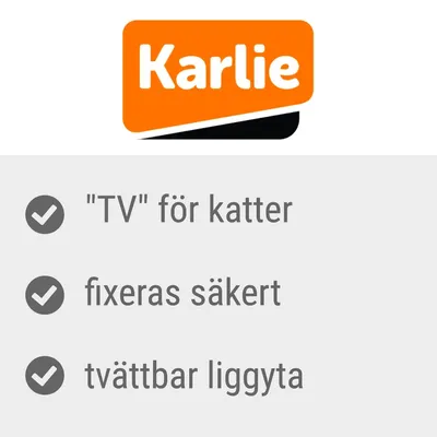 Karlie. "TV" för katter, fixeras säkert, tvättbar liggyta.