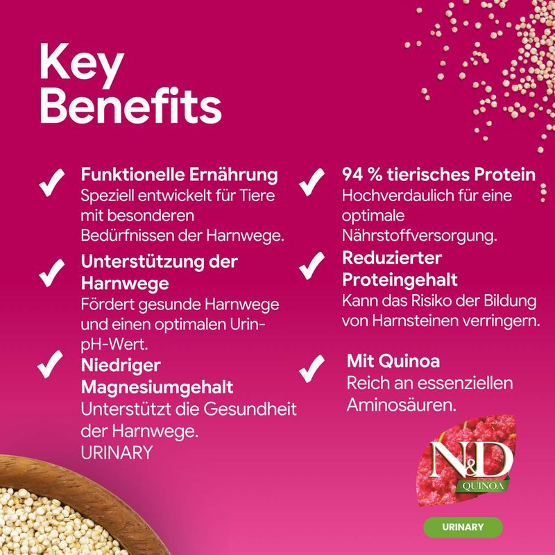 Farmina N&D Quinoa Urinary Ente, Quinoa, Cranberry & Kamille Adult