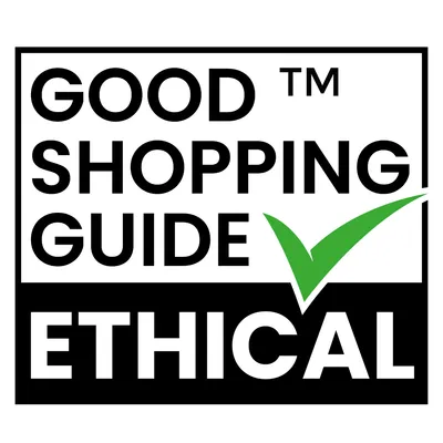 Good Shopping Guide Ethical with green tick, indicating ethical certification.