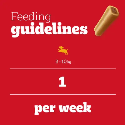 Feeding recommendation: For animals weighing 2–10 kg, 1 piece per week. Feeding recommendation: For animals weighing 2–10 kg, 1 piece per week.