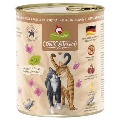 GranataPet DeliCATessen Truthahn & Fasan, Paté. Hergestellt in Deutschland, ohne Tierversuche, ohne Getreide, Granatapfelkerne, Lachsöl, Grünlippmuschel.