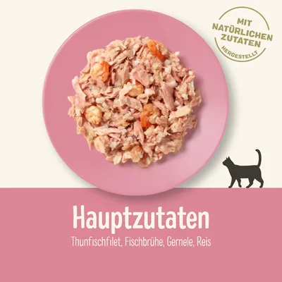 Основные ингредиенты: филе тунца, рыбный бульон, креветка, рис. Изготовлено из натуральных ингредиентов.
