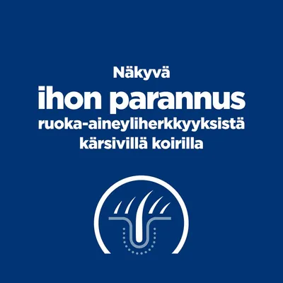 Näkyvä ihon parannus ruoka-aineyliherkkyyksistä kärsivillä koirilla