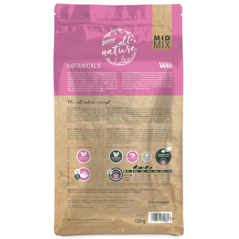 Bunny All Nature Botanicals Mid Mix plantain lancéolé et pétales de rose