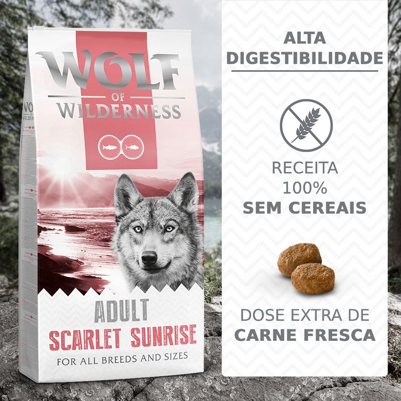 Wolf of Wilderness "Scarlet Sunrise" com salmão e atum - sem cereais