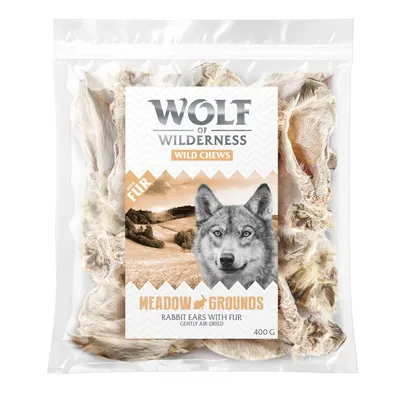 Wolf of Wilderness Wild Chews, Meadow Grounds, Kaninchenohren mit Fell, schonend luftgetrocknet, 400g.