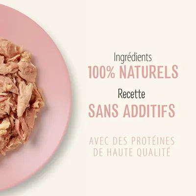 Ingrédients 100% naturels, recette sans additifs, avec des protéines de haute qualité