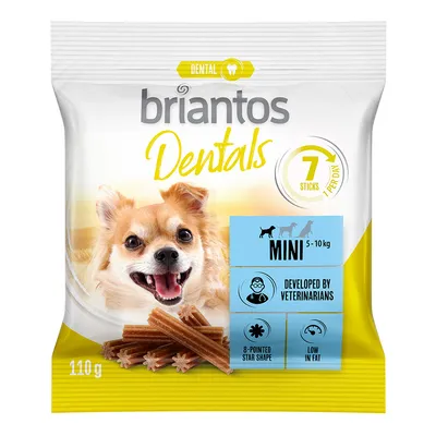 Briantos Dentals, 7 palčk na dan, za pse od 5 do 10 kg, razvito s strani veterinarjev, zvezdasta oblika, z nizko vsebnostjo maščob, 110 g.