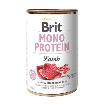 Brit Mono Protein Lamb, gluten-free, Limited Ingredient Diet, suitable for dogs with sensitive digestion, allergies and food intolerances. 400 g can.
