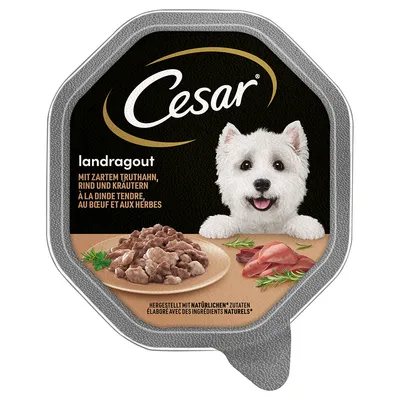 Cesar Landragout mit zartem Truthahn, Rind und Kräutern. Hergestellt mit natürlichen Zutaten.